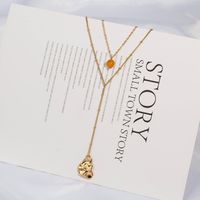 Fashion Golden Yellow Natural Stone Shaped Alloy Necklace main image 1