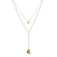 Fashion Golden Yellow Natural Stone Shaped Alloy Necklace main image 3