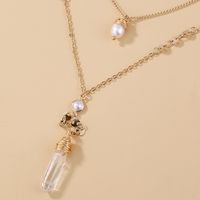 Fashion Transparent Natural Stone Long Double Layer Alloy Necklace main image 4