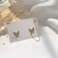 Korean Style Butterfly Diamond Stud Earrings main image 5