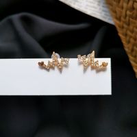 Korean Style Diamond Heartbeat Wave Shaped Stud Earrings main image 3