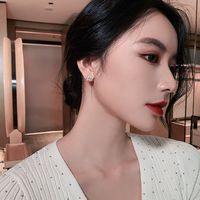 Korean Style Diamond Heartbeat Wave Shaped Stud Earrings main image 5