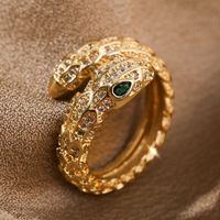 Fashion Twelve Zodiac Snake Copper Inlaid Zircon Ring Wholesale main image 1