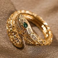 Fashion Twelve Zodiac Snake Copper Inlaid Zircon Ring Wholesale main image 4