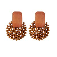 Bohemian Hand-woven Geometric Wooden Bead Earrings main image 6
