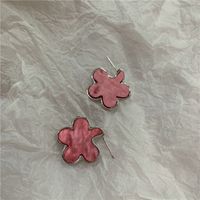 Korean Style Flower Drip Oil Resin Earrings sku image 1