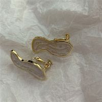 Retro Geometric Dial Shape White Drip Glaze Earrings sku image 2