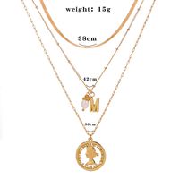 Retro Portrait Round Alloy Letters Stacked Multi-layer Necklace sku image 1