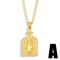 Fashion Virgin Mary Cross Copper Inlaid Zircon Necklace Wholesale sku image 1