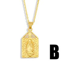 Fashion Virgin Mary Cross Copper Inlaid Zircon Necklace Wholesale sku image 2