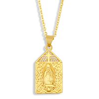 Fashion Virgin Mary Cross Copper Inlaid Zircon Necklace Wholesale main image 3