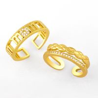 Fashion Geometric Double Layer Copper Inlaid Zircon Rings Wholesale main image 1
