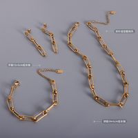 French Style Paper Clip Pin Chain Collar Titanium Steel Bracelet Earrings main image 6