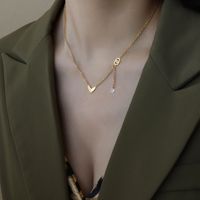 Fashion Heart-shape Double Ring Tassel Titanium Steel Necklace Wholesale main image 1