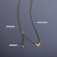 Fashion Heart-shape Double Ring Tassel Titanium Steel Necklace Wholesale main image 3