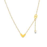 Fashion Heart-shape Double Ring Tassel Titanium Steel Necklace Wholesale main image 6