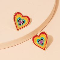 Fashion Alloy Rainbow Heart Earrings Wholesale main image 4