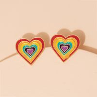 Fashion Alloy Rainbow Heart Earrings Wholesale main image 5