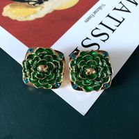 Fashion Geometric Flower Green Fan-shaped Earrings main image 5
