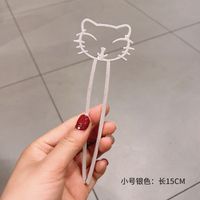 Simple Cat Metal Plate Hairpin Wholesale sku image 1