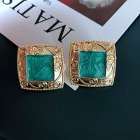 Fashion Geometric Flower Green Fan-shaped Earrings sku image 3