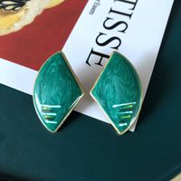 Fashion Geometric Flower Green Fan-shaped Earrings sku image 14