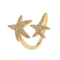 Fashion Starfish Five-pointed Star Copper Inlaid Zircon Rings Wholesale sku image 1