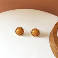 Simple Round Resin Earrings sku image 1