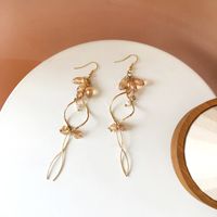 Retro Amber Crystal Tassel Long Earrings sku image 1