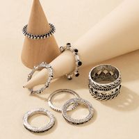 Mode Retro Punk Style Hollow Black Diamond Ring Set main image 2