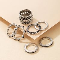 Fashion Retro Punk Style Hollow Black Diamond Ring Set main image 3