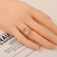 Fashion Starfish Five-pointed Star Copper Inlaid Zircon Rings Wholesale main image 3