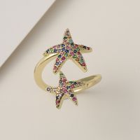 Fashion Starfish Five-pointed Star Copper Inlaid Zircon Rings Wholesale main image 4