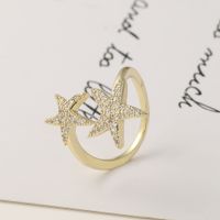 Fashion Starfish Five-pointed Star Copper Inlaid Zircon Rings Wholesale main image 5