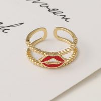 Fashion Lips Flower Open Copper Inlaid Zircon Rings Wholesale main image 4