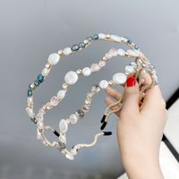 Korean Style Wave Pearl Leaf Headband Wholesale main image 1