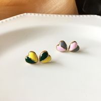 Einfache Herz Tropfen Öl Getroffen Farbe Ohrringe main image 1