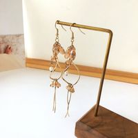 Retro Amber Crystal Tassel Long Earrings main image 2