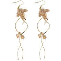 Retro Amber Crystal Tassel Long Earrings main image 3