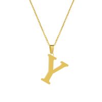 Stainless Steel 26 English Letters Pendant Necklace sku image 24