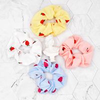 Korean Style Fold Small Strawberry Print Fabric Hair Scrunchies main image 1