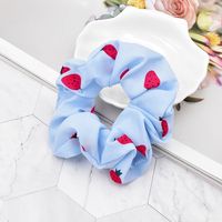 Korean Style Fold Small Strawberry Print Fabric Hair Scrunchies main image 3