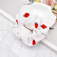 Korean Style Fold Small Strawberry Print Fabric Hair Scrunchies main image 4