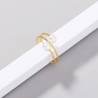 European And American Foreign Trade Jewelry Double Beads Winding Multi-layer Normcore Style Ring Personality Fashion Pearl Adjustable Index Finger Ring main image 6