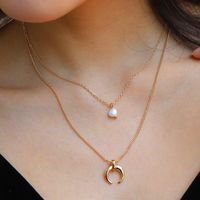 Fashion Natural Freshwater Pearl Multi-layer Moon Necklace main image 6
