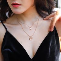Fashion Natural Freshwater Pearl Multi-layer Moon Necklace main image 5