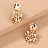 Fashion Square Pearl Hollow Short Style Pineapple Earrings main image 1