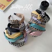 Korean Version Houndstooth Color Matching Knotted Headband main image 1