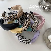 Korean Version Houndstooth Color Matching Knotted Headband main image 4