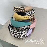 Korean Version Houndstooth Color Matching Knotted Headband main image 5
